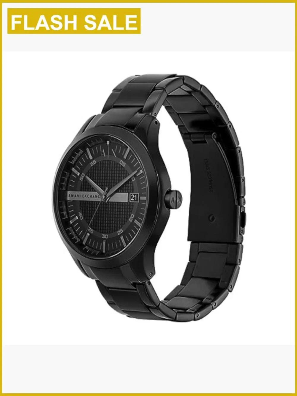 Men's Stainless Steel Analog Wrist Watch, Quartz Movement, 46mm Case, Water